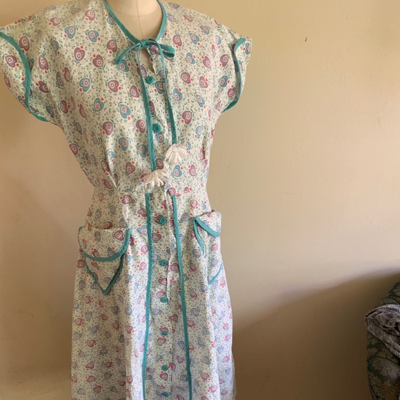 Dresses Vintage 194s Novelty Print Cotton Dress Poshmark